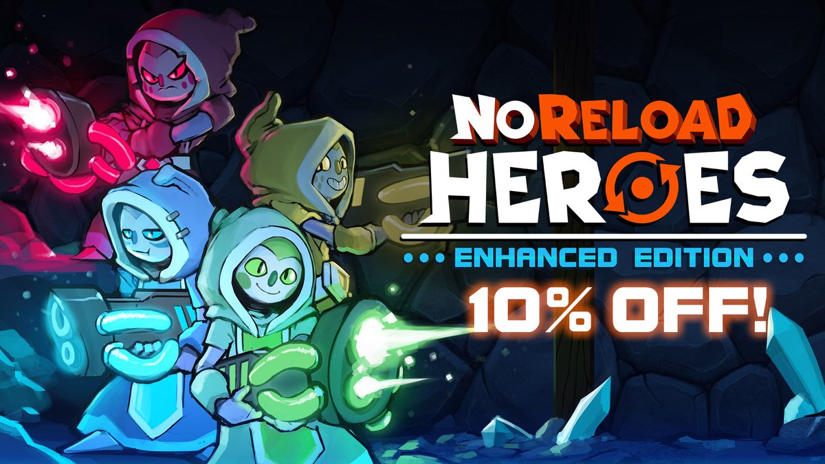 HeroesReload's tweet photo. NoReload Heroes Enhanced Edition, your favorite #couchcoop #twinstick #indiegame is now on sale on the #NintendoSwitch! The sale runs from May 6 to 26th globally! So get some friends and get blasting! Mephisto won't be defeated alone! https://t.co/Aknok8FmlM