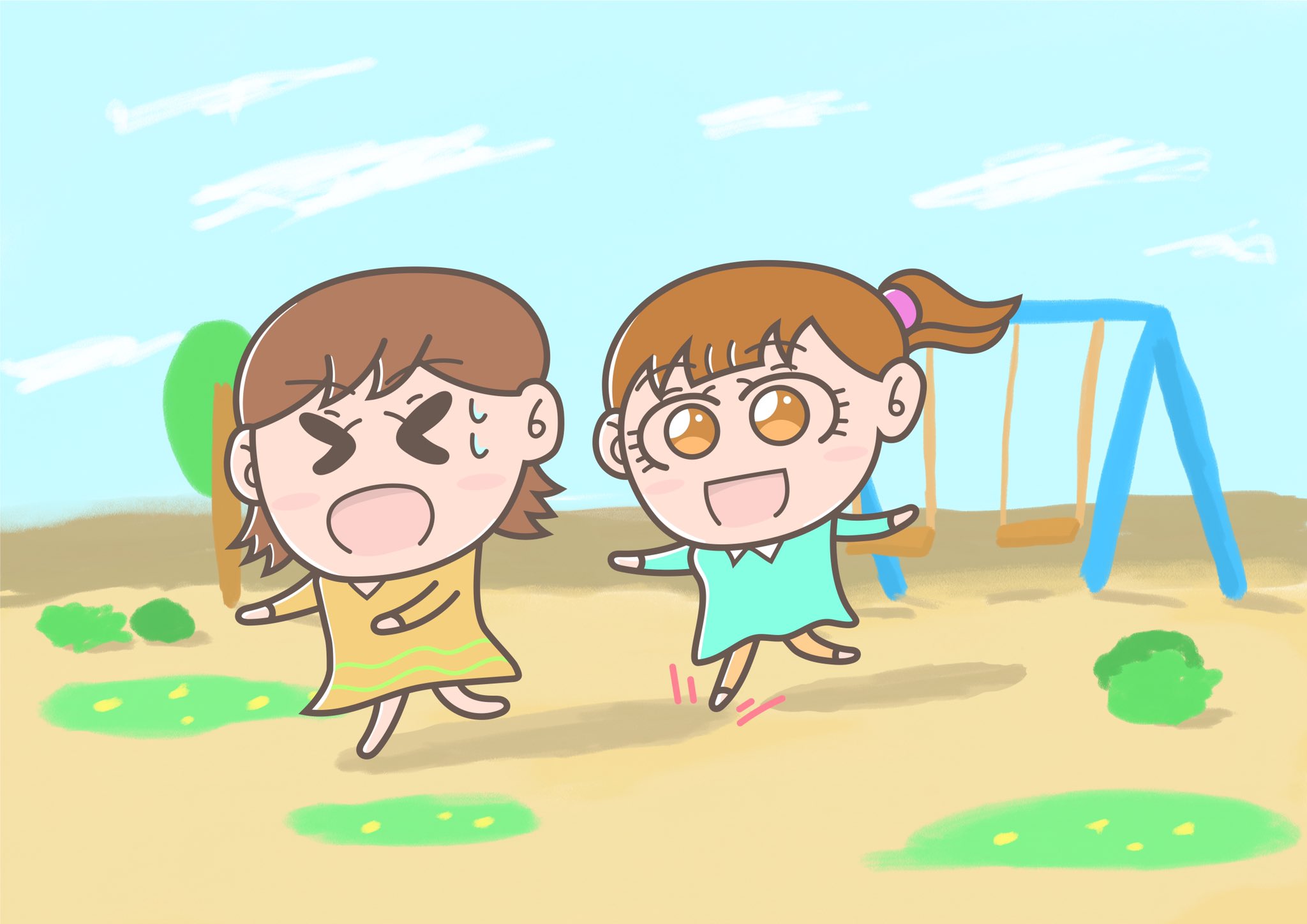 Twitter 上的 Aki こちらは趣味垢でーす 公園で友達と影踏み遊びをしている女の子 イラスト イラストレーター かわいいイラスト 絵描きさんと繫がりたい イラスト好きな人と繋がりたい みんなで楽しむtwitter展覧会 T Co Fjrrzkiaqk Twitter