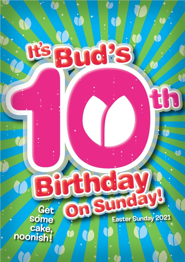 We’re 10 on Easter Sunday! Please queue for cake, which will be special, really special, and made with organic ingredients (where possible) by the uber-creative <a href="/PinkcocoaSarah/">Pink Cocoa</a>.