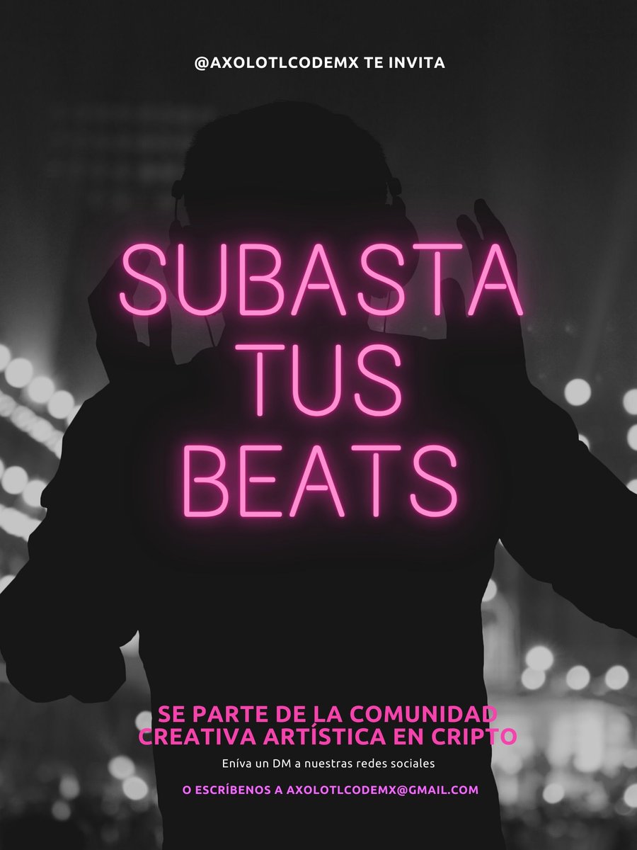 axolotlcodemx's tweet photo. Abrimos espacio de curaduría de #música y te ofrecemos el proyecto para #digitalizar y #subastar tus #beats, #loops, #ep, #single o #producciónsonora y transformarlo en #NFT, manda un dm o entra a discord y se parte de la comunidad https://t.co/1oxpl362eg https://t.co/tTQPHYZyKy