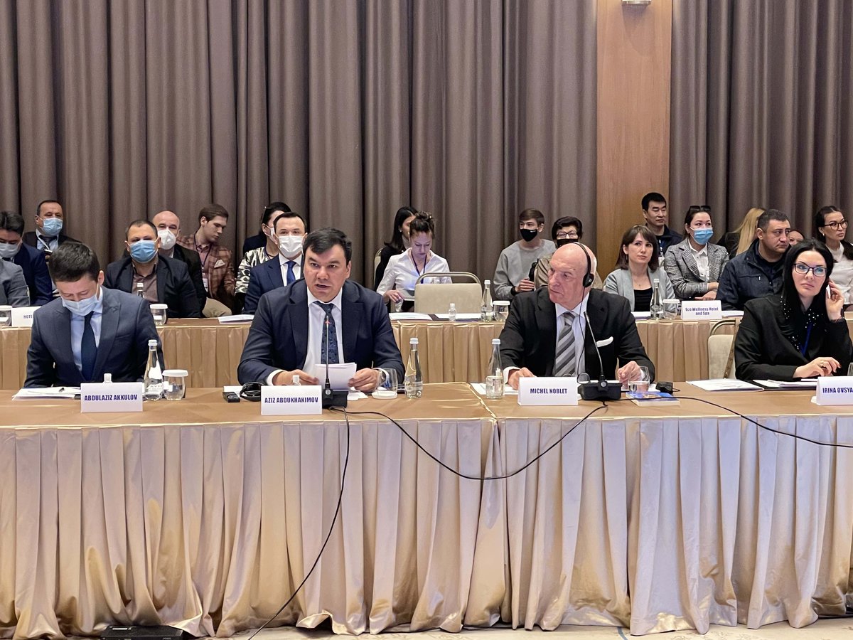 evopsmarketing's tweet photo. Michel Noblet, Executive Chairman, ATECA Holding announced at Hotel Business Forum ‘ATECA Hotel Suites’ in Tashkent (opening 2021). Other speakers were H.E. Aziz A. Abdukhakimov, Deputy Prime Minister of Republic of Uzbekistan &amp; Alessandra Priante, Director of the UNWTO https://t.co/p0PwI4bdgF