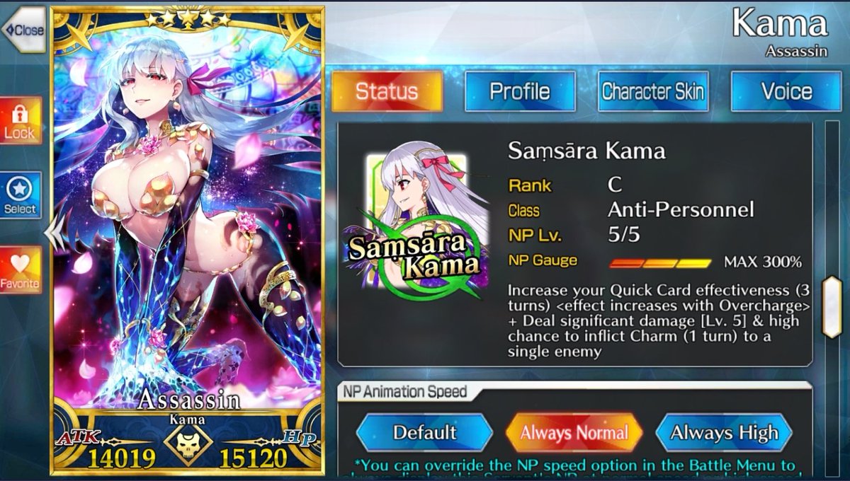 Asterisku_'s tweet photo. used 3 ten pulls and got spooked by miss JTR and was sad but then did 3 solos and the dream came true. NP5 KAMA <33 #FGO https://t.co/y7ucoqohFV