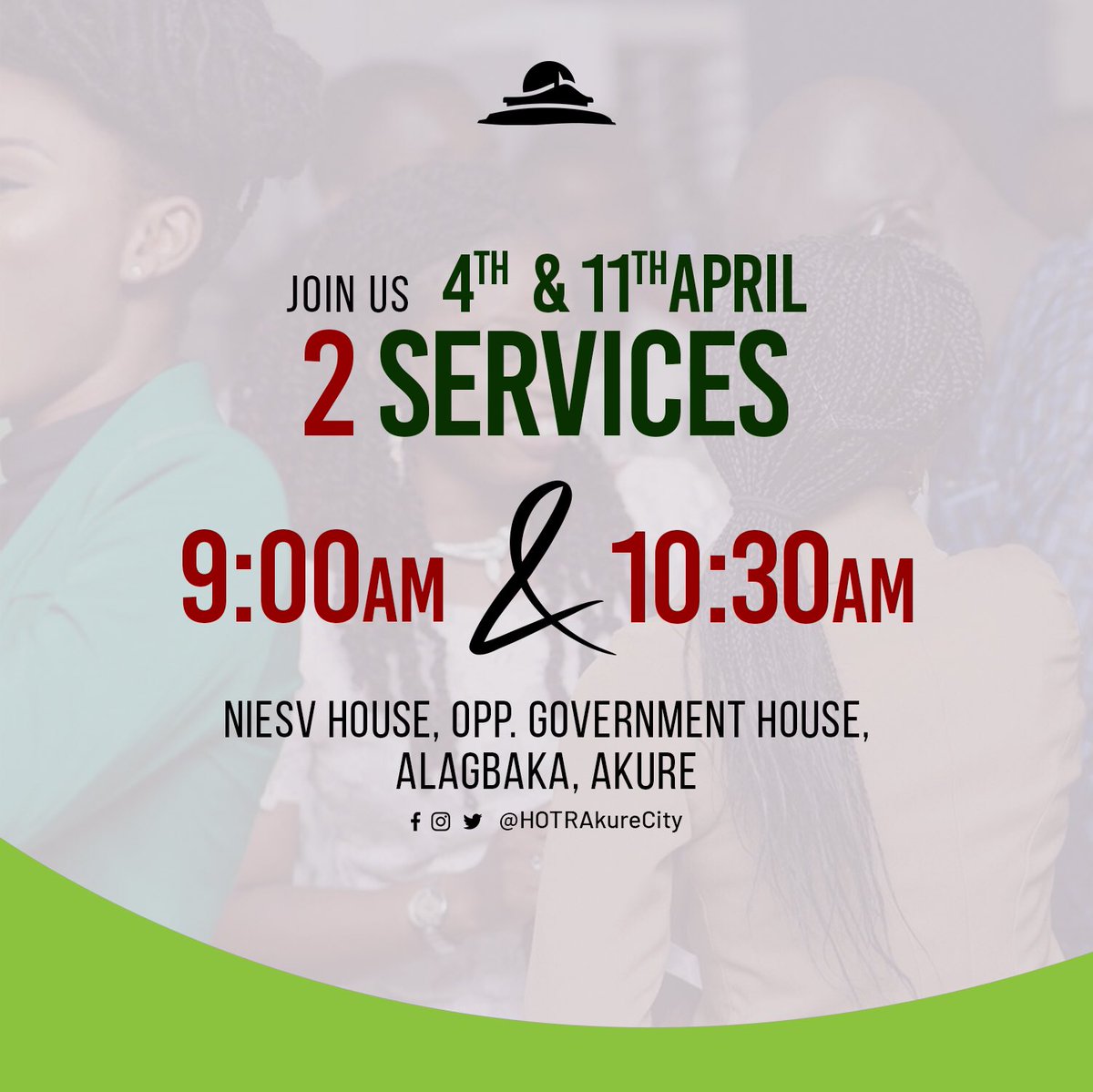 HOTRAkureCity's tweet photo. First 2 Sundays in April
4th April: Easter Sunday - Tagged: His Broken body and Shed Blood
11th April: Thanksgiving Service
#thanksgiving #communionservice #2services #easter #hotrservice #hotronline #hotrakurecity https://t.co/Jr4btmb4fJ
