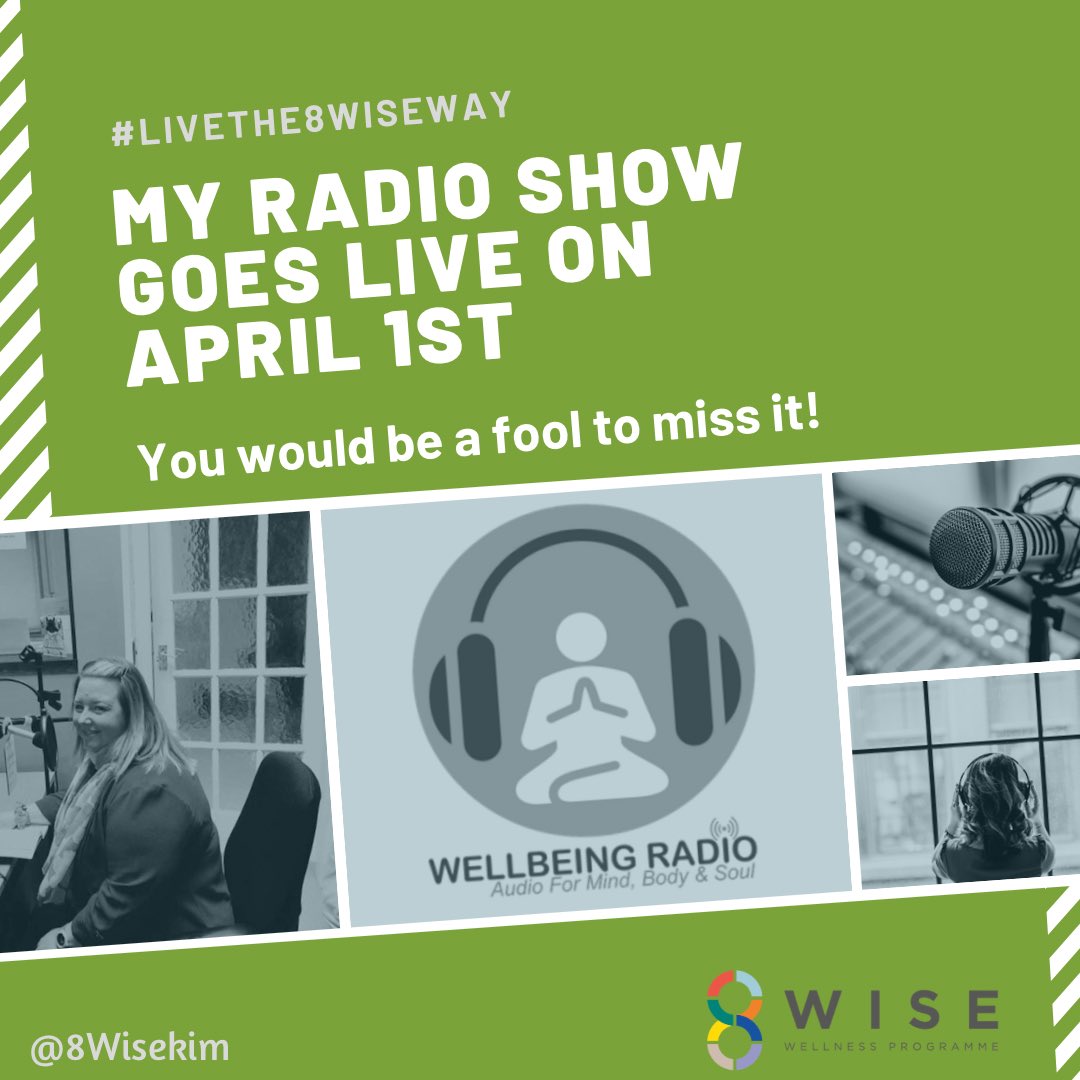 ruthers1976's tweet photo. You’d be a fool to miss it!
My new radio show
When: April 1st
Where: Wellbeing Radio
Show Title: 8Wise Ways
Episode 1: An introduction to 8Wise approach to better #mentalhealth and #wellbeing
#8wise #8wiseways #livethe8wiseway #radioshow #radioshowhost #newbook #bookrelease https://t.co/oqnrEvPzmk