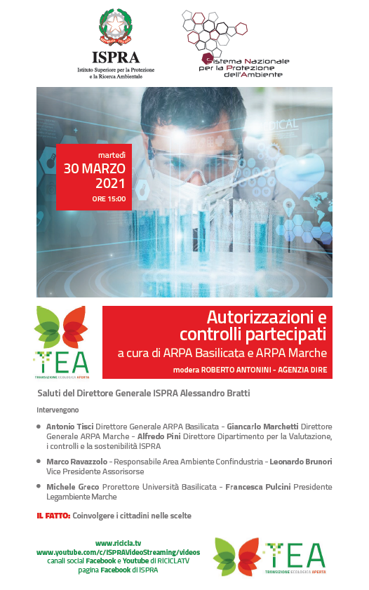 ArpaMarche's tweet photo. #transizioneecologica #TEA  - Oggi alle 15.00 "Autorizzazioni e controlli partecipati" con Direttore #ARPAM @gcmarchetti #ARPABasilicata @ISPRA_Press @LegambMarche @Confindustria @Assorisorse @UniBasilicata 
Segui la diretta: https://t.co/QOsOvt1O3C
@SNPAmbiente @RegioneMarcheIT https://t.co/Fh2wFjViAm