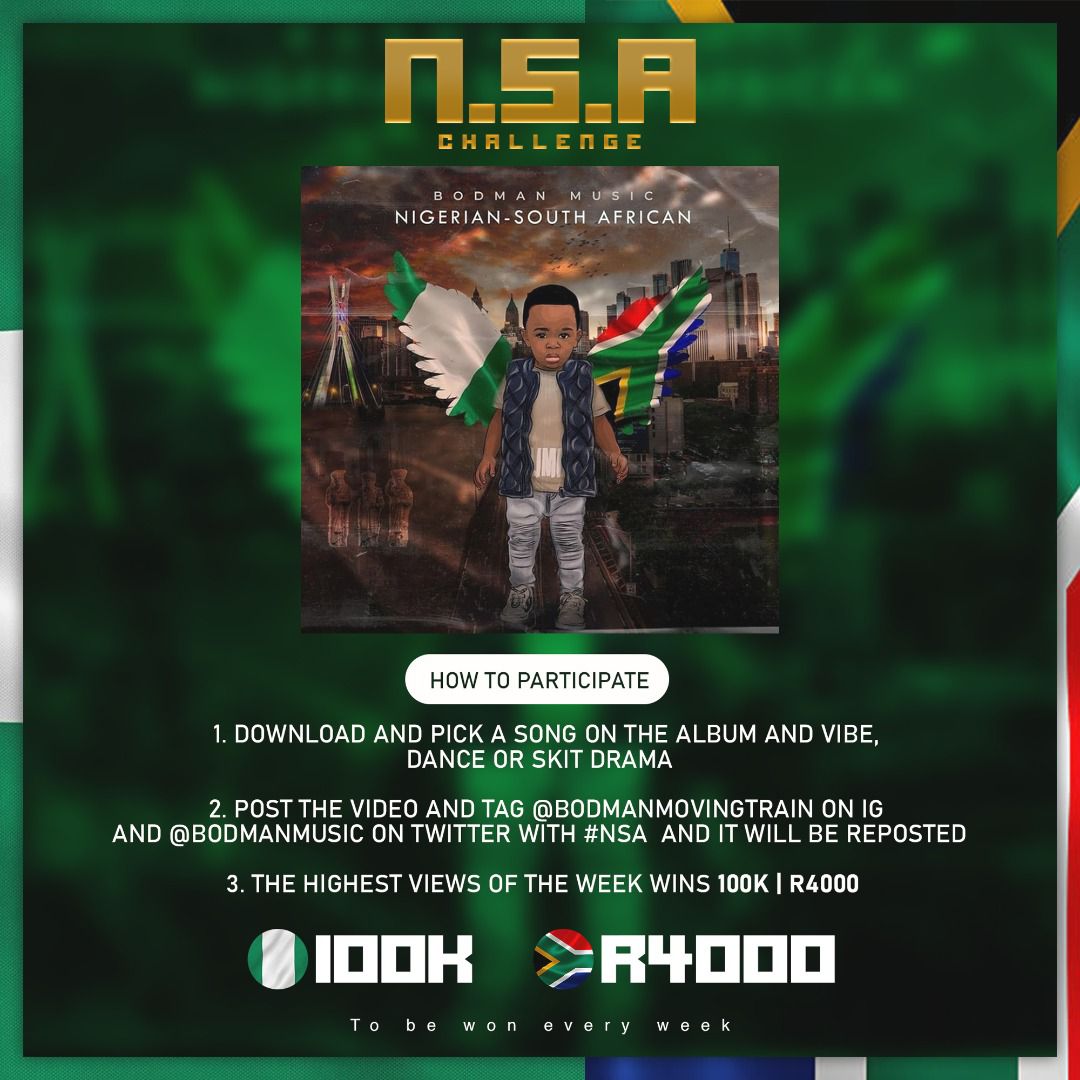Jamani_Khanyi's tweet photo. Great combo
Great music
Great album
Great challenge #NSAchallenge by @BodmanMusic
YouTube :https://t.co/0KJbFvs1D7
Music :https://t.co/BAw8OhfUK3 not forgetting to stand a chance to win 4k fam. More info below 🕺❤️😊👏 https://t.co/MnEJCLFgvZ