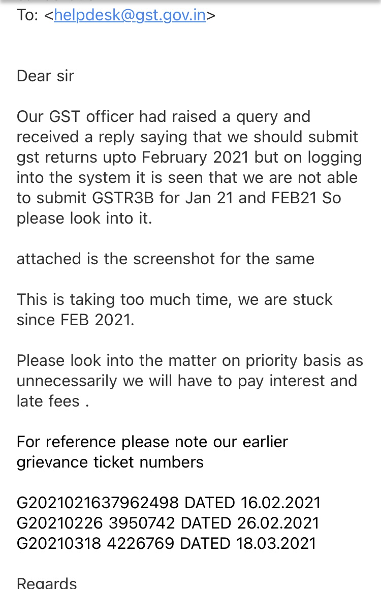 VivekSharmaSE's tweet photo. Is anyone listening or willing to listen??

1) we’re already facing business issue due to covid 
2) The system is not able to resolve a small issue for months now
3) No one owns the responsibility 

@GST_Council @Infosys_GSTN  
@minmsme https://t.co/0bwBEfH1CR