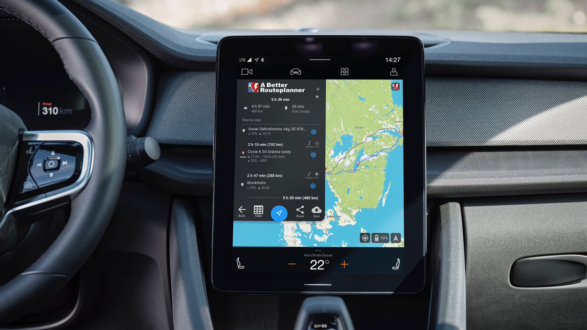 PolestarCars's tweet photo. Polestar 2 now features ABRP app: https://t.co/jst4UpZdiW https://t.co/l6Y7yodzLm