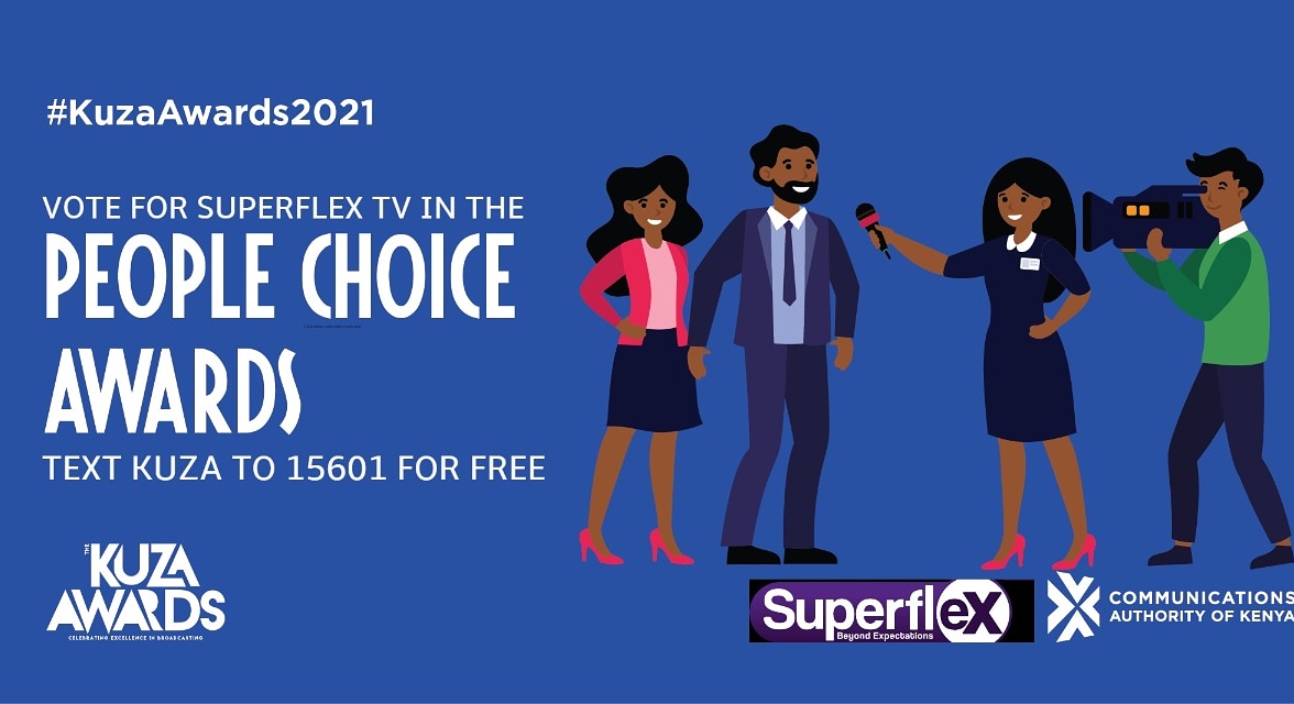 SuperflexTVKe's tweet photo. What better way to show us your love than voting for us. It's free to vote, send "kuza" to 15601 and vote "Superflex TV".
#magufuli 
#Rooney 
#500MBFree 
#SuperflexTV https://t.co/fTyx3uJhii
