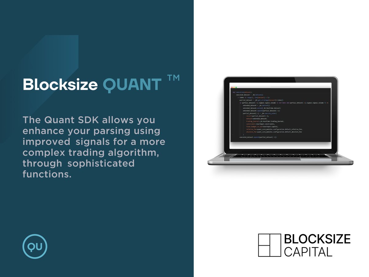 blocksizecap's tweet photo. Blocksize Quant SDK™ seamlessly connects with the Blocksize CORE™ websocket and allows the collection of real-time market data of dozens of #cryptocurrencies across all connected #exchanges.
Learn more: https://t.co/5ZEdsLbhdu #blockchain #investment #trading #blocksizecapital https://t.co/EytUmfgatE