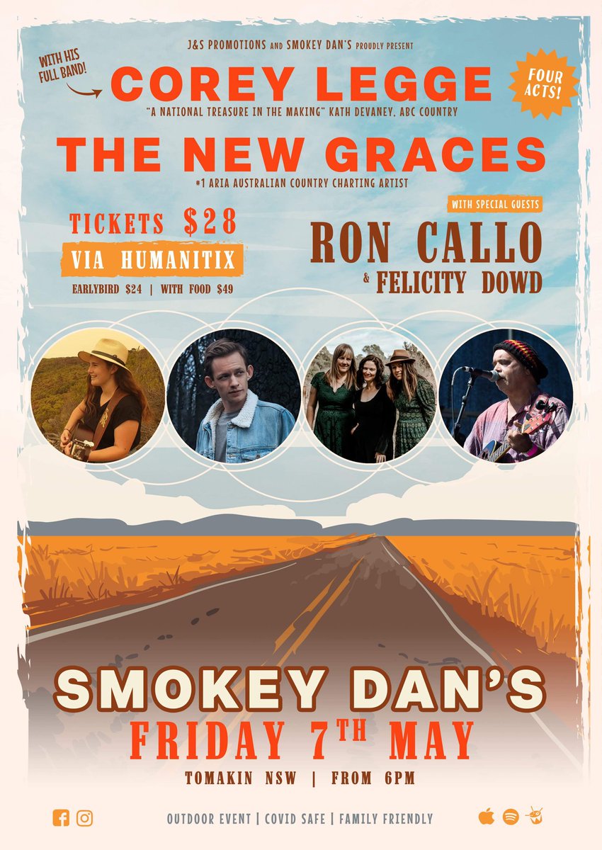 CoreyLegge's tweet photo. What a lineup! I can't wait to perform alongside The New Graces, Felicity Dowd Music and Ron Callo Callaghan Music at Smokey Dan's in Tomakin on Friday 7th May!

BUY TICKETS: https://t.co/nJ0Kj1zipk

#smokeydans #tomakin #nsw #southcoast #australia #country #altcountry #americana https://t.co/rtSQCP244T