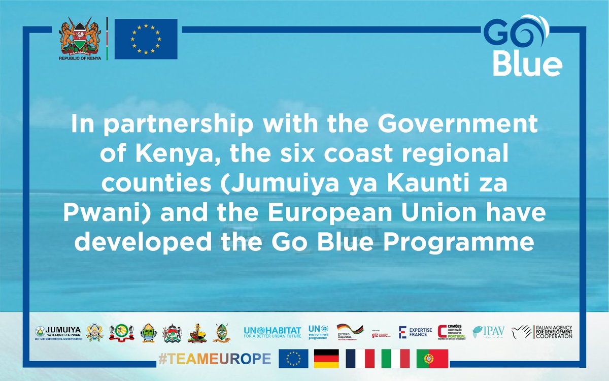 In partnership with the Government of Kenya, the @JumuiyaBloc and the @EUinKenya have developed the @GoBlueKenya programme aimed at supporting inclusive and sustainable development of #coastalcities and the #marineenvironment in Kenya. #GoBlue #Jumuiya2030 #TeamEurope