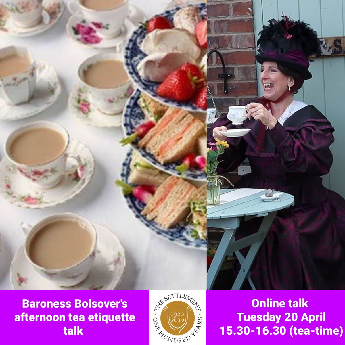Want to practice socialising with close friends again (no more than 6, outdoors). Then why not brush up your afternoon tea etiquette with our online talk ... with a Victorian expert. Takes place on Tuesday April 20th at 15.30 (tea-time of course). Book at letchworthsettlement.org.uk