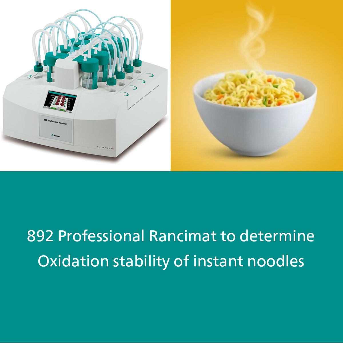 Metrohm_India's tweet photo. Instant noodles have become very popular in many parts of the world.
But due to the high-fat content of instant noodles. (up to 22%), they can get rancid.
For more details visit: https://t.co/dzo94Gchwi
#Metrohm #OxidationStabilityMeasurement #Rancimat #OxidationStability https://t.co/au7P9aTobo