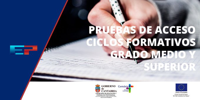 empujar Pulido Estacionario Proyecto InterAulas on Twitter: "Abierto el plazo de inscripción para las pruebas de acceso a ciclos formativos de grado medio https://t.co/wbbo1Tu7aC y grado superior https://t.co/WZKfDaSpHK. Hasta 28 de abril de 2021. #CantabriaFPyEP # empujar Pulido Estacionario Proyecto InterAulas on Twitter: "Abierto el plazo de inscripción para las pruebas de acceso a ciclos formativos de grado medio https://t.co/wbbo1Tu7aC y grado superior https://t.co/WZKfDaSpHK. Hasta 28 de abril de 2021. #CantabriaFPyEP #