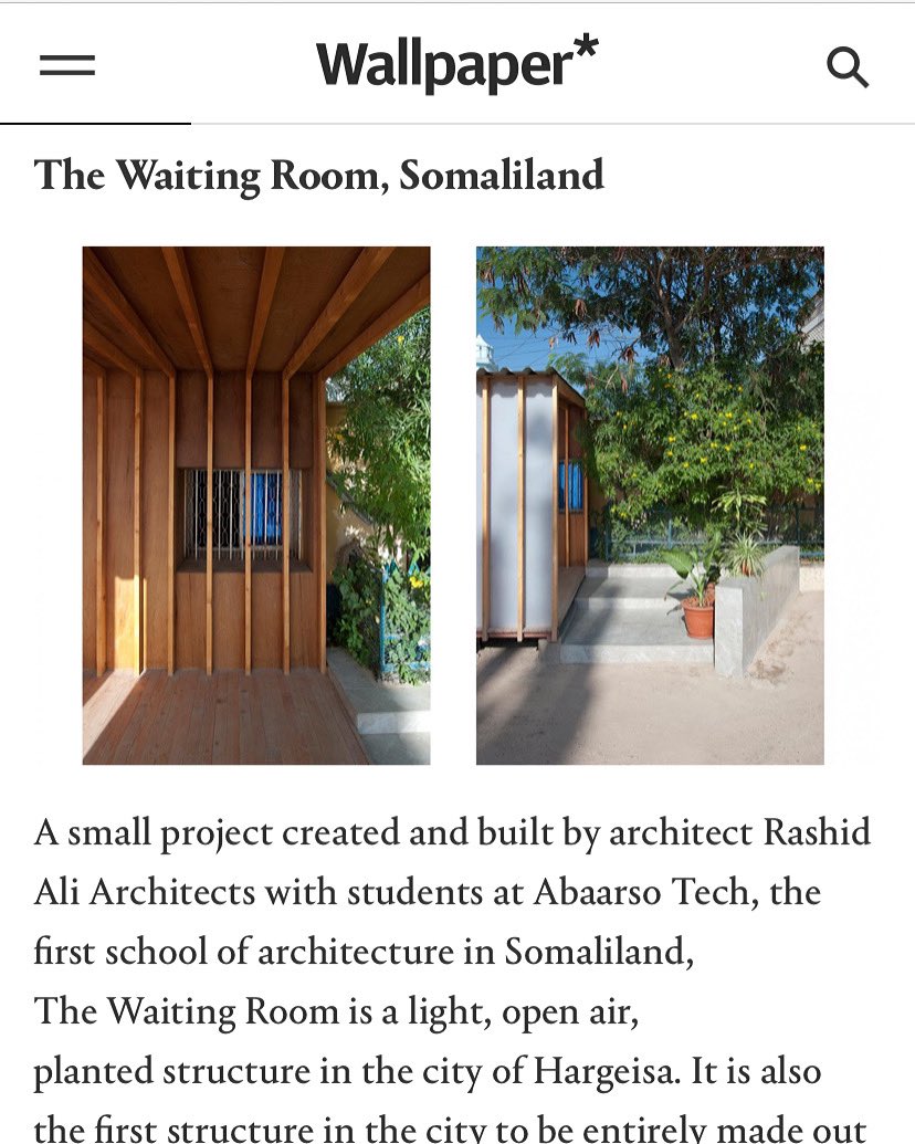 It’s really lovely to have a modest little project in Somaliland in a major deign magazine such as Wallpaper #wallpapermagazine #hargeisa #somaliland #hargeisamunicipality #localgovernment #timberarchitecture #ajsmallprojects #ajsmallprojects2021 #rashidaliarchitects