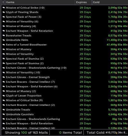 tsnwow's tweet photo. 587.742g in #dailymailbox
On top of that we are ready for another batch of consumables for today and reset day. We are currently investing and focusing on ranking up legendarys aswell!
good times
#goldmaking #wowgold #worldofwarcraft https://t.co/dF4iMd9120