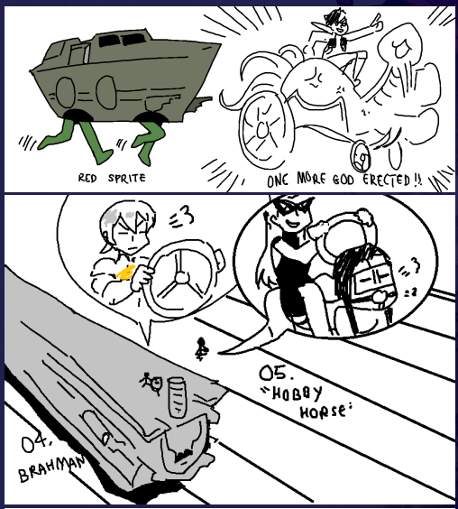 megaten wacky races AU

*I lost my drawings (I didn't save it to conserve HDD space), all I could salvage is the low quality JPEG from my tumblr U__U 