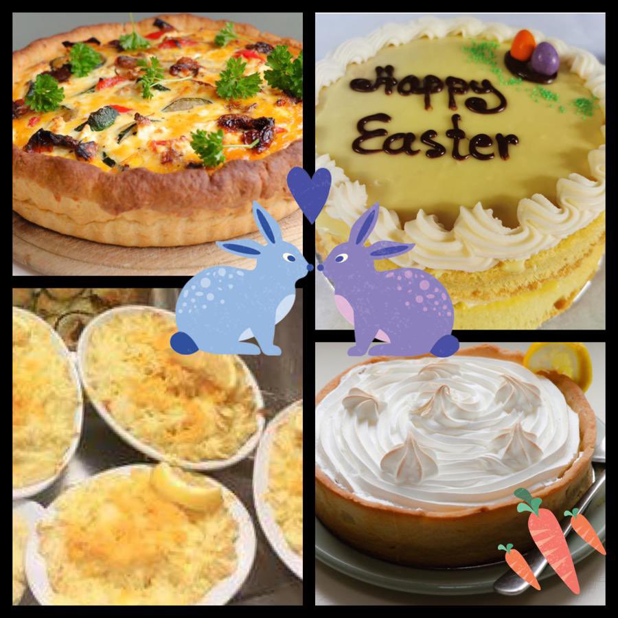 BarronsCoffeeHo's tweet photo. We have our popular Fish Pies on Good Friday /Easter Saturday, pre order essential. Easter Sponge Cakes fillings including Lemon Curd, Raspberry Jam, &amp; Fresh Cream. Full Quiche available, pre order essential,containers of salads from salad bar #supportlocal https://t.co/Pt8qvur9gh