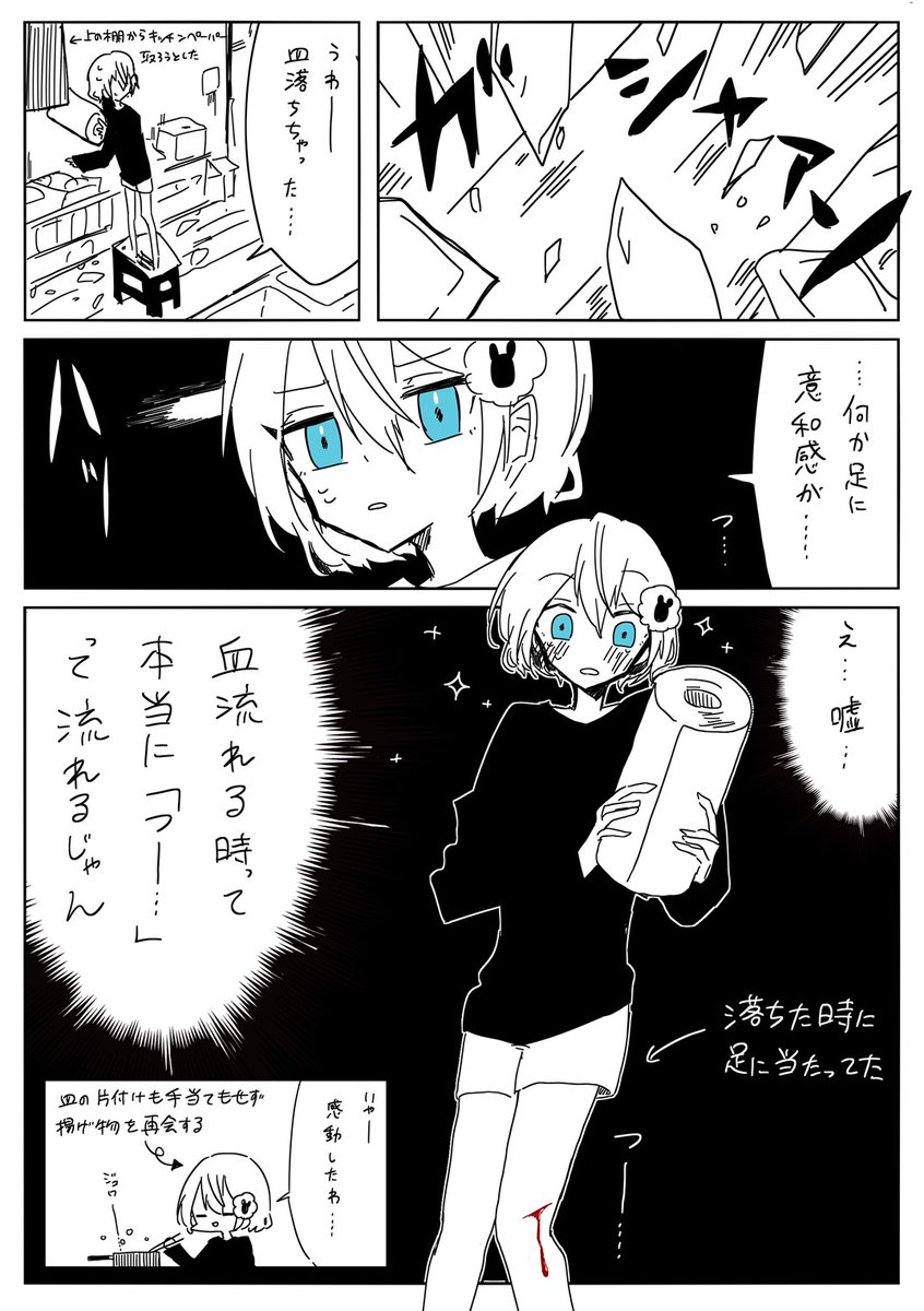 今日のハイライト
絆創膏が赤く染まります。 