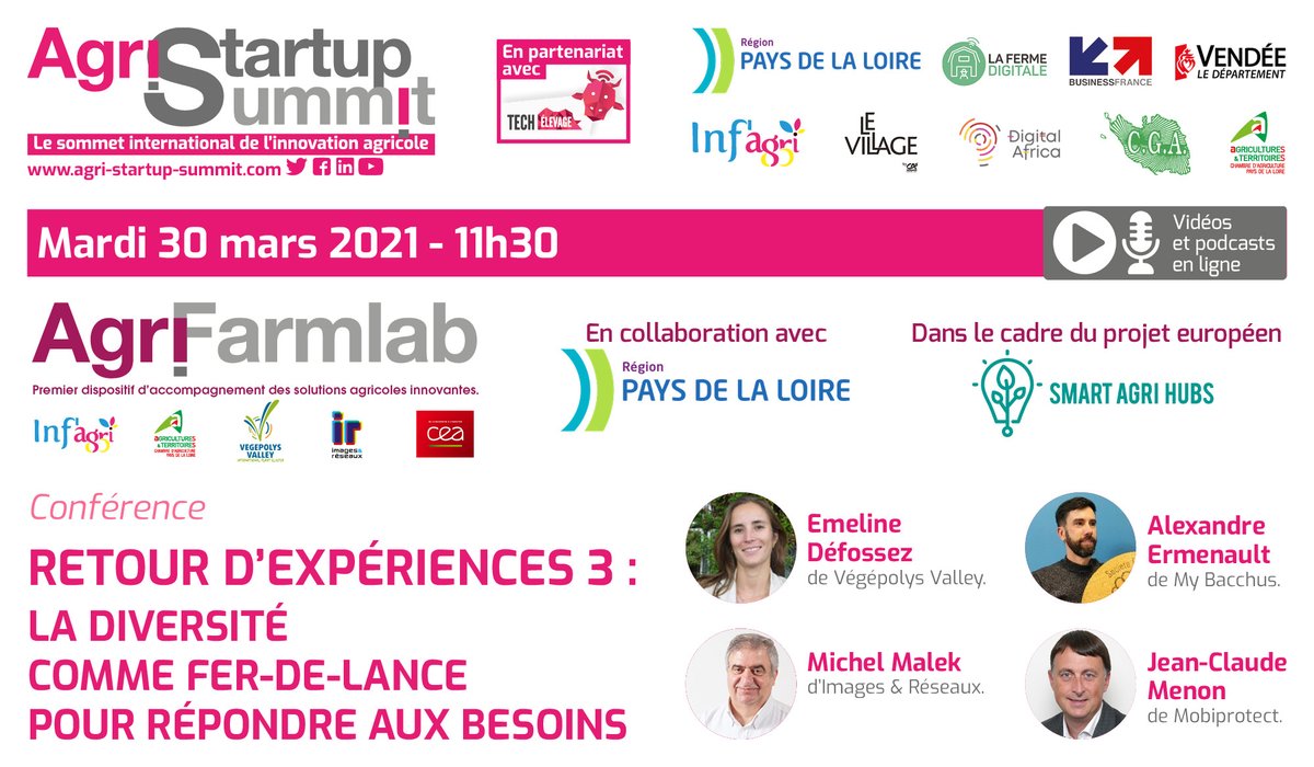 AgriStartSumm's tweet photo. [#SommetInnovation #Agricole]
RDV à 11h30 pour la 3e conférence @AgriFarmlab en partenariat avec @TechElevage 

https://t.co/VA495NWRSb

#Vendee
#CGA
#Infagri85
#Mobiprotect https://t.co/Ry0jLvd3Vv