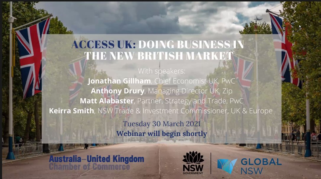 AusUKChamber's tweet photo. "Now is the time to watch #Australia and the #UK as our countries collaborate together helping to shape the market."
We're kicking off our first #AccessUk event this morning with expert speakers from @PwC and @Zip_AU. https://t.co/PWFzwzsEms