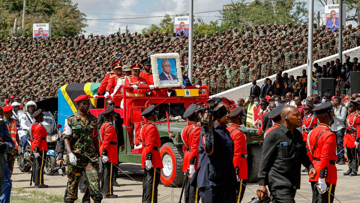 NationBreaking's tweet photo. 45 PEOPLE died in stampede during a public viewing of the body of President Magufuli at Uhuru Stadium in Dar es Salaam, Tanzania police confirm. https://t.co/EmasOl1pam