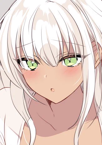 困り褐色白髪緑目ちゃん(呪文)