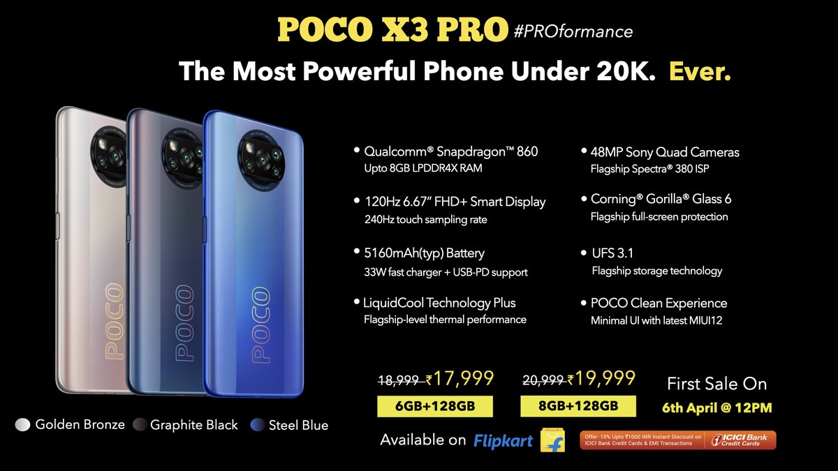 IndiaPOCO's tweet photo. With a #PROformance so powerful 🤯, it's obvious that #POCOX3PRO is the MOST POWERFUL PHONE under 20K. Ever. 😈 https://t.co/QbgsfzTSNz