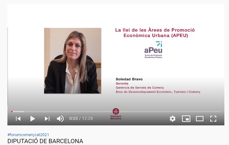forumcomerc_cat's tweet photo. APEU ( Llei de les àrees de promoció econòmica urbana). 

La Sra.Soledad Bravo Letelier (Gerenta de Serveis de Comerç). 

Ens parla d'iniciatives, recursos i propostes. 

Ho pots veure el YouTube ➡️ forumcomerçcat a la secció de les PONÈNCIES.
#FORUMCOMERCCAT2021 
#comerçlocal https://t.co/YI8kUxtZNU