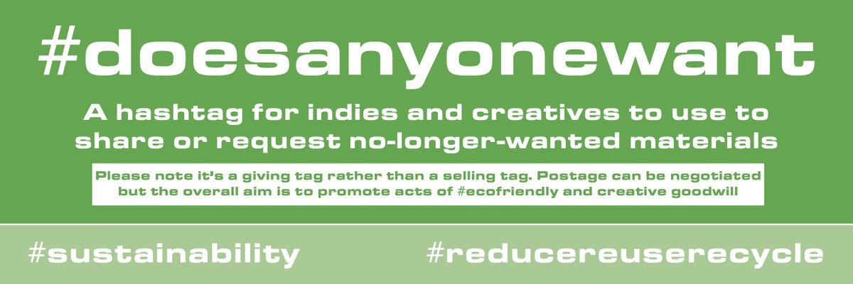 UKGiftHour's tweet photo. We've updated the message for the #doesanyonewant hashtag we launched with @samm_designs so feel free to use it with any #ecofriendly offers of - or requests for - unwanted creative materials you might have #EarlyBiz #sustainability #reducereuserecycle #supportsmallbusiness https://t.co/rQxOfPyDy6