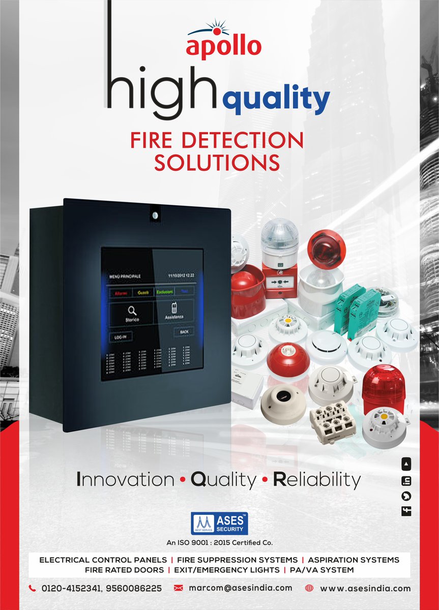 ASESINDIAs's tweet photo. #Apollo Fire Detection &amp; Alarm System | ASES Security Pvt. Ltd.
@ApolloFireEMEA  
Visit  -  https://t.co/fRJFZtb6Wp
#ASESIndia #vocalforlocal #besafe #firesafety #firesystem #firecable #firedetection #security #firealarmsystem #firesafetyequipment #ConventionalDetectors https://t.co/n8WWUuz8ge