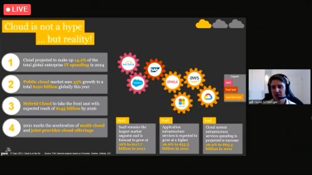 PwC_Luxembourg's tweet photo. We're happy to host the #ITDAYS digital edition kicking off now! We welcome our colleague Hauke Schaettiger from @pwc_de who is giving a keynote speech about '#Cloud Adoption: Putting the Cloud at the Heart of Business'. Tune it 👇

@ITOne_News https://t.co/sfizg9jI6Y