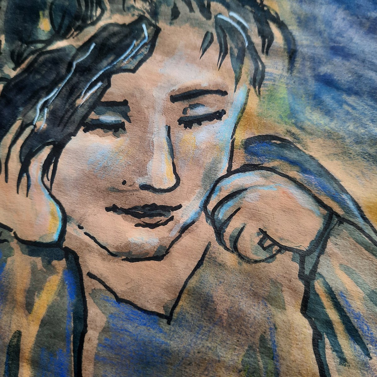 AnnamaindotOrg's tweet photo. One page from my #illustration #memoir don't sleep in front of the laptop! #ArtistOnTwitter #activebaseart #annamain https://t.co/435025HaVp
