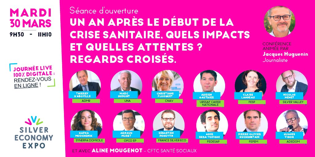 francesilvereco's tweet photo. 🔔 Le salon digital @SilverXpo est lancé! N’hésitez pas à y participer pour assister aux #webconferences et visiter les 130 #stands disponibles. Retrouvez également @SPodevyn lors de la séance d’ouverture ➡️ https://t.co/0du2WsivSE https://t.co/f8heop8EML