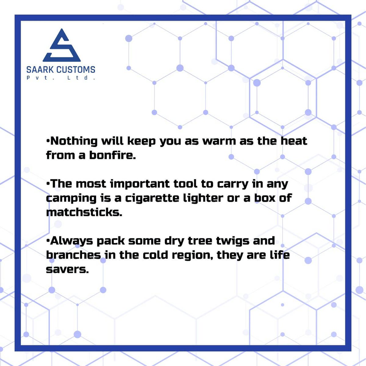CustomsSaark's tweet photo. Part 5
Get to know the things one should carry during Hammock Camping 🏕️ 
Like👍🏻Comment🔁 Retweet if you got some new information 📖💡
SAARK Customs Pvt Ltd is working on a smart first aid kit for automatic Emergency alert mechanism.
This can be used during Hammock Camping too! https://t.co/AYyp70mhXN
