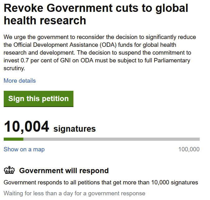 The #UKRIcuts #odacuts UK government petition has reached 10,000 signatures!🙌Our open letters are both still open for (international/UK) signing. They are at almost 5000 &amp; 4000 signatories, respectively! Let's keep the pressure on! reverseodacuts.wordpress.com
healthysocieties2030.org/open-letter-ur…