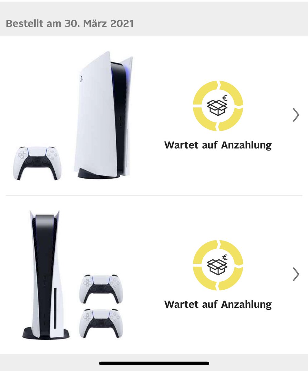 NPaffel's tweet photo. @Ps5InfoBot Wollte erst das Controllerbundle bestellen und danach die normale weil beim ersten ein Fehler kam jetzt hab ich diesen Status, ist das bei noch jemand ? https://t.co/hT6gqqjKye