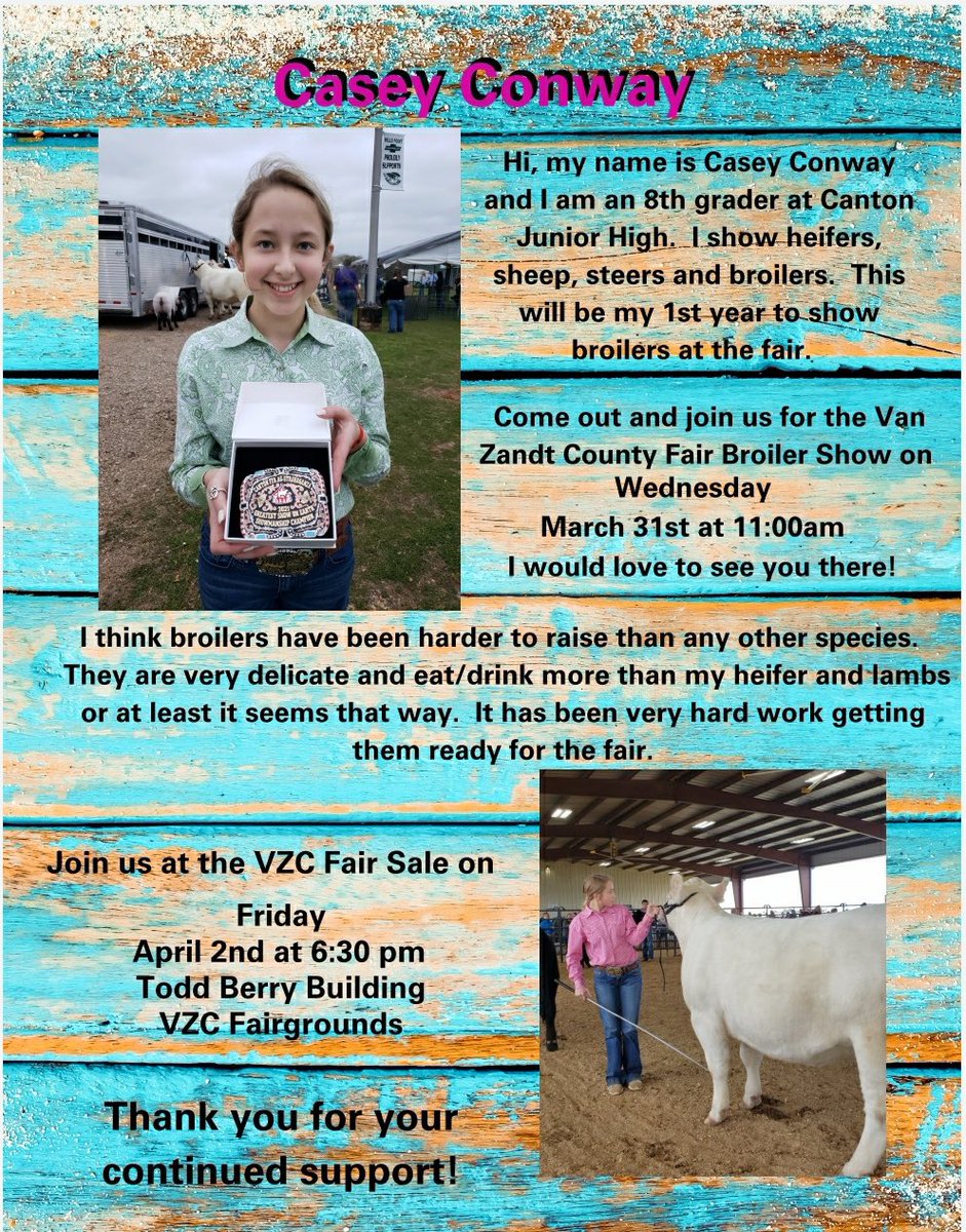 cantonffa's tweet image. This is Casey Conway who is an 8th grader at CJH -only one more year til we get to have her full time!

Casey has a lot going on this week!  She will be showing Breeding Sheep on Tues @ 1:00,  Broilers on Weds @ 11:00, Speaking Contest on Thurs , &amp;amp; showing her heifer on Sat!