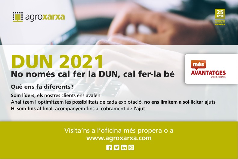 agroxarxa's tweet photo. Demana cita per fer la #DUN2021. Si tens intenció de demanar informació pels ajuts per inversions (#CGE), truca'ns tan aviat com puguis, enguany aquests ajuts han despertat molt d'interès. https://t.co/v9NxvQ3onU