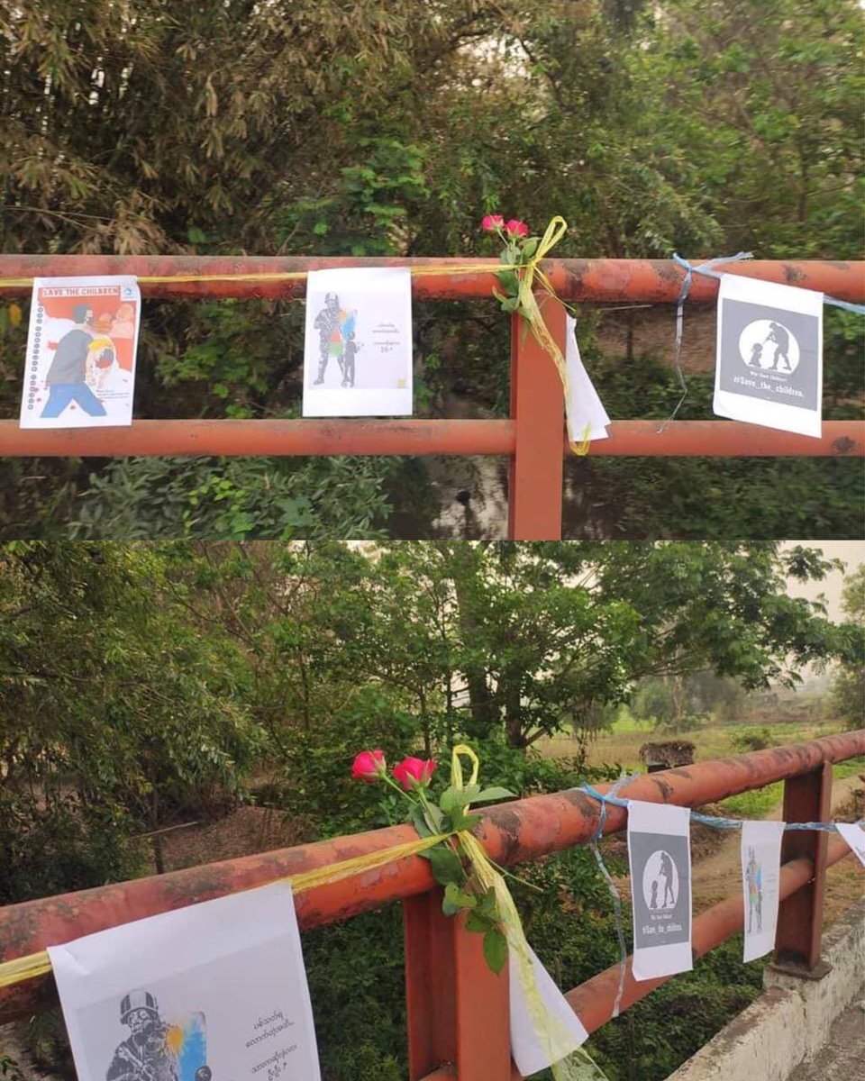 Mint63534681's tweet photo. A prayer service for fallen children during the Spring Revolutionary War on the bridge behind Thayar Gone in Mohnyin, Kachin State.

ABOMINABLE CRUELTY

#CrimesAgainstChildren
#WhatsHappeningInMyanmar https://t.co/tZT9TonfVh