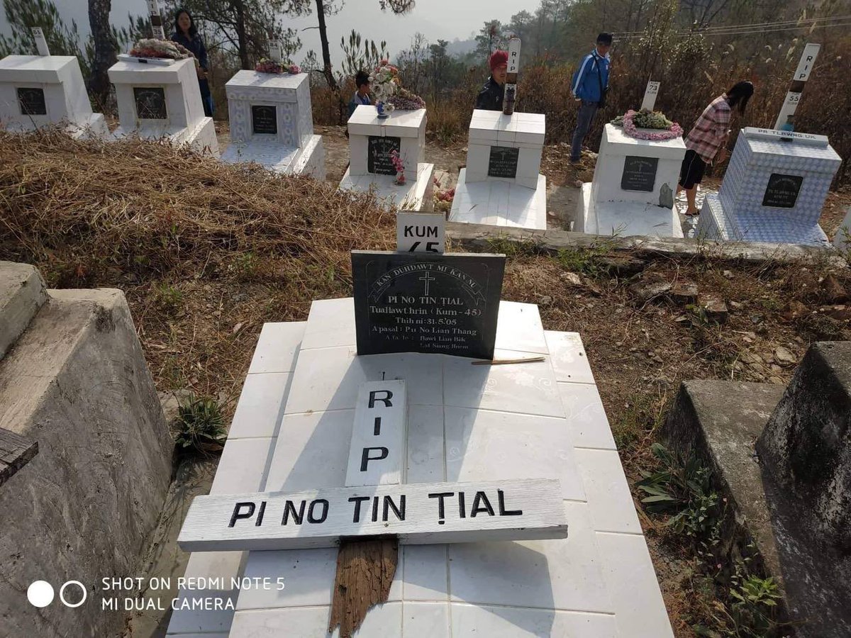 Mint63534681's tweet photo. In Chin State, residents visited the cemetery in Falam this morning and found the tombs destroyed. Under evil military dictatorship, even the dead are not safe.

ABOMINABLE CRUELTY
#Mar30Coup
#WhatsHappeningInMyanmar https://t.co/sd7xG92O4X