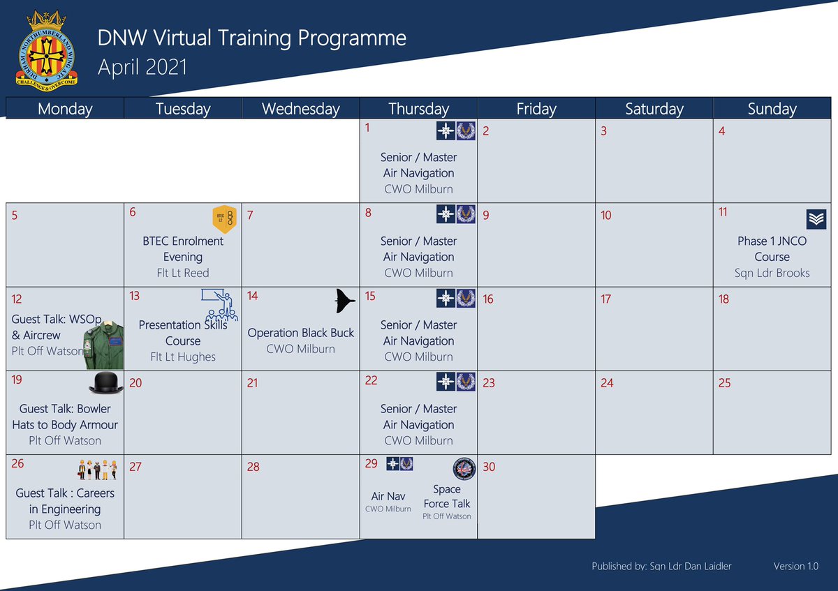 Our APRIL training programme is now available for Sqns to view on the <a href="/DNWAirCadets/">DNW RAF Air Cadets</a> SharePoint site. Events on SMS / Cdt portal ASAP to sign up!  <a href="/DNWAviation/">DNW Aviation</a> <a href="/DNW_OC/">DNW Officer Commanding</a> <a href="/DNWATCDofE/">DNW DofE</a> @DNW_LGBT <a href="/ACO_RCNORTH/">RC North - ACO</a> <a href="/CVQO/">Cadet Vocational College - the new name for CVQO</a> @CVQOScotNEng <a href="/DNWNijmegen/">DNW Nijmegen</a> @DNWFieldcraft