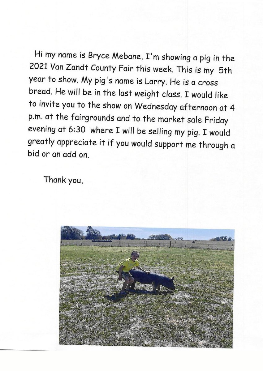 cantonffa's tweet image. Meet Bryce Mebane!

Bryce is a 7th grader at Canton Junior High!

Come watch Bryce and his sisters show their pigs at the Van Zandt County Fair on Wednesday afternoon!