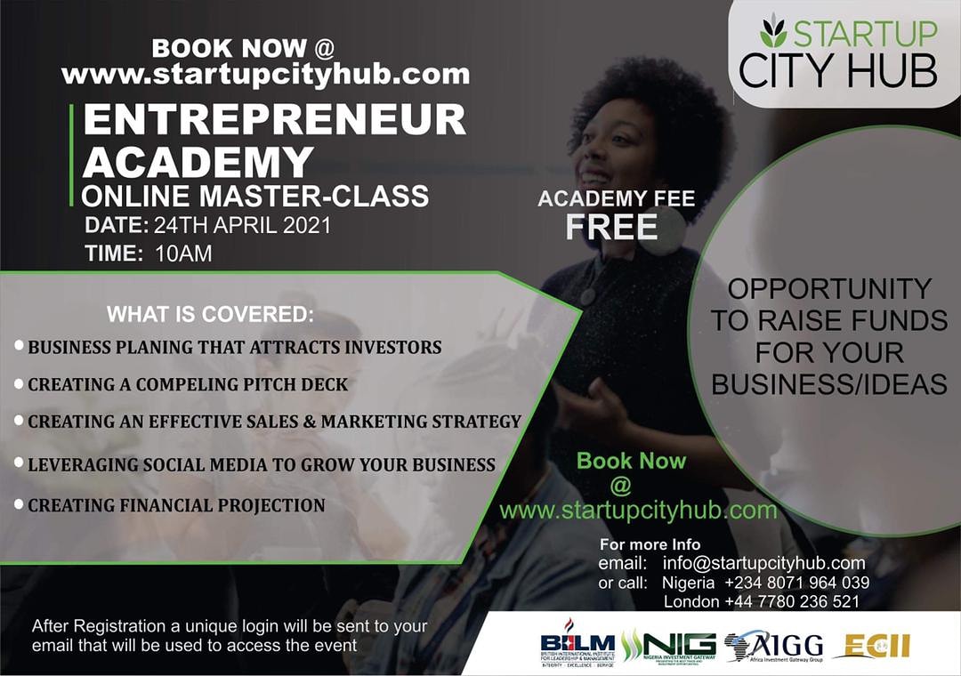 such_ltd's tweet photo. GOOD NEWS!!!
The ENTREPRENEUR ACADEMY ONLINE MASTER-CLASS LEVEL 1 is now totally free.

If you have not registered, hurry now to https://t.co/PeMLPGHWKG and book your spot.

#startup #ROI #Pitch https://t.co/xxlp6lCx5i