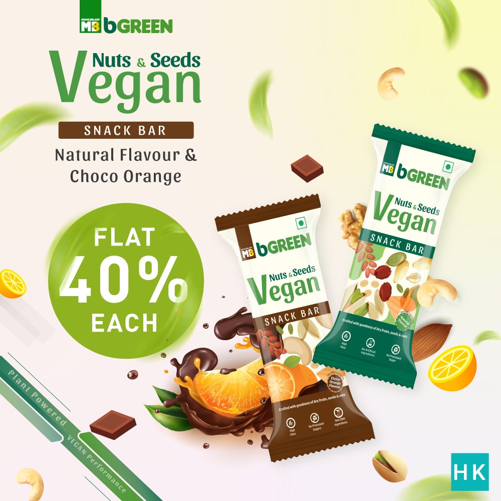 Healthkart's tweet photo. bGREEN vegan snack bar is a perfect on-the-go snacking option for all the fitness lovers. It is enriched with the goodness of dry fruits, seeds, nuts, and oats. Buy now at  https://t.co/b2FSfKKiAD

#vegansnack #snackbar #vegan #fitnesslover #dryfuits #oats #seeds #nuts https://t.co/J5EFG32KKM