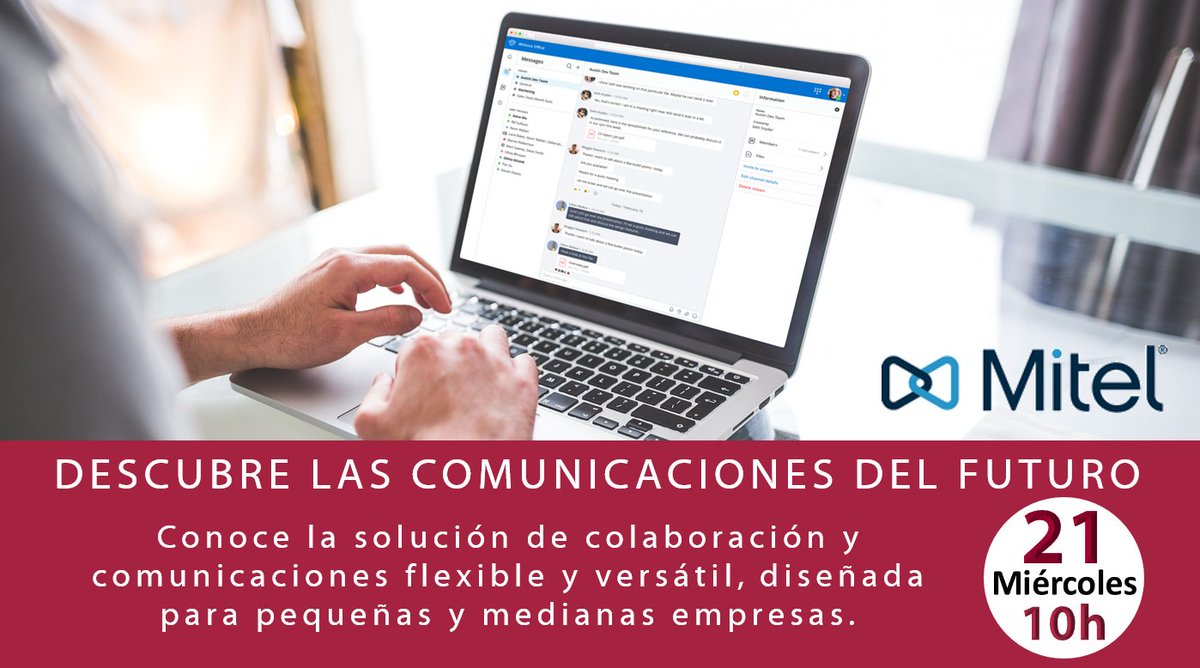 LanmediaCom's tweet photo. 🗓21 de Abril a las 10h: Descubre las comunicaciones del futuro con @Mitel  
❗️Inscripciones en https://t.co/awEnGRWtE4

¡No te lo pierdas!
#webinargratuito #mitel #lanmedia https://t.co/24tIYl68nb