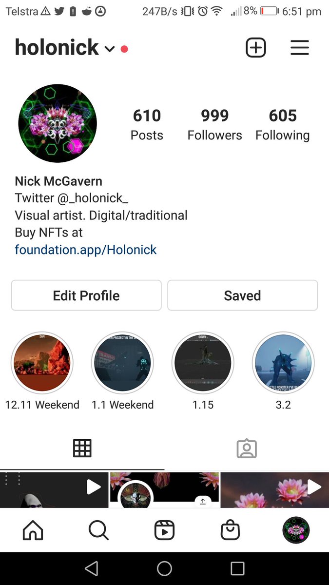 _holonick_'s tweet photo. Woweeeee!
999 followers on instagram.
When I reach 1000, ill be giving away an NFT to a random follower.
#giveaway #cryptopunks #NFTs #nftart #artist #crypto #cryptically #follow #ue4 #pixel #pixelart #followme #FreeNFT https://t.co/1dFXFcaq1h