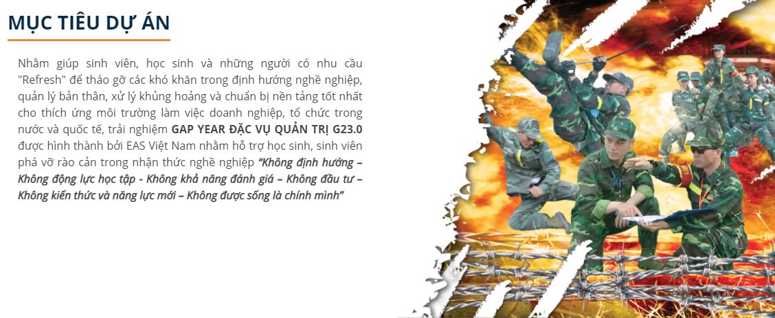 Easvietnam's tweet photo. TRẢI NGHIỆM #GAP_YEAR NGHỀ NGHIỆP NGAY!
Thông tin Dự án Gap Year Đặc Vụ Quản Trị G23.0 cho sinh viên các trường Đại học, Cao đẳng, học sinh THPT: https://t.co/eWsMI3277L
#Vietnam #EAS_Vietnam https://t.co/qhpYg80eVx