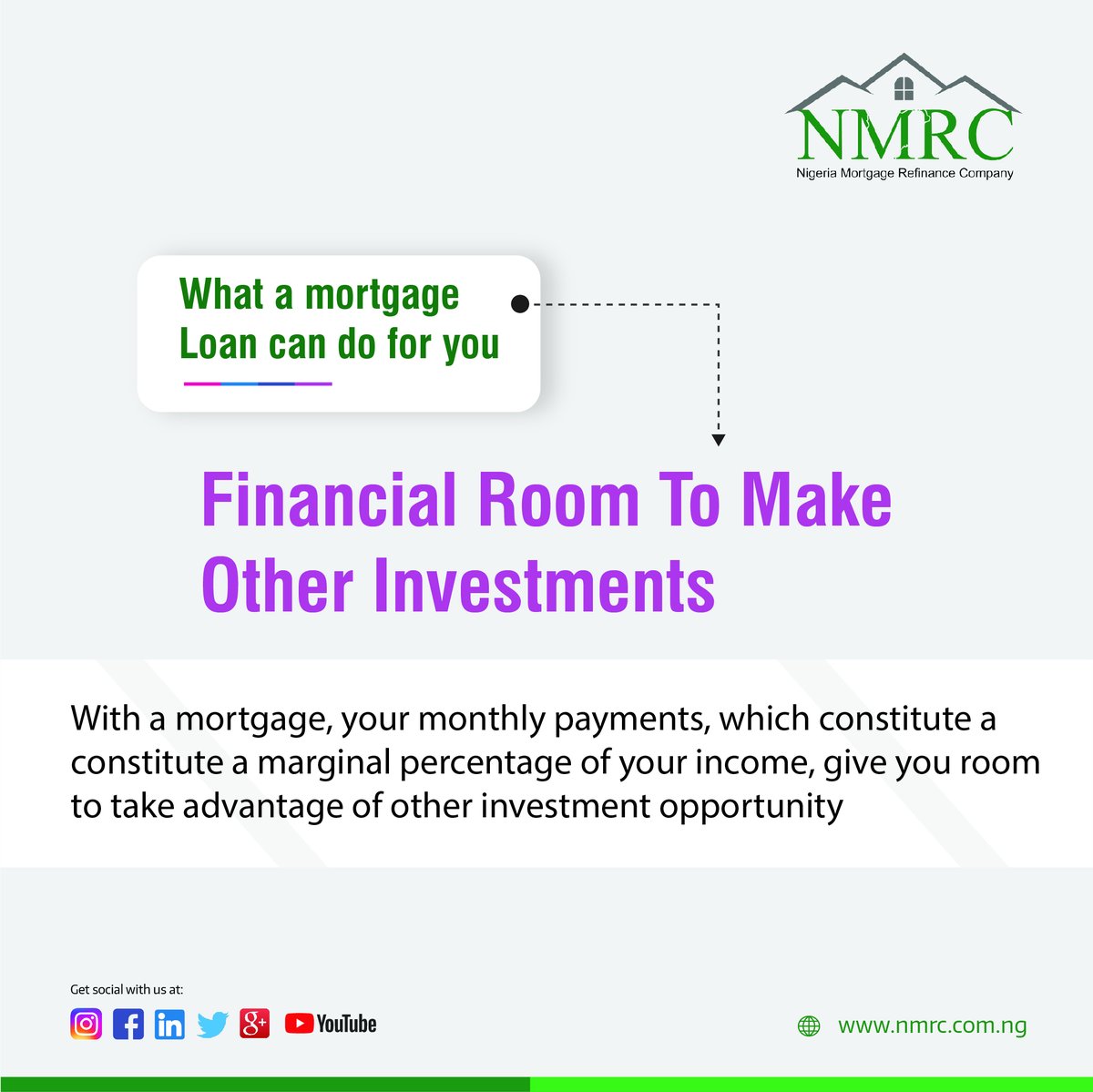 NMRCNG's tweet photo. What a Mortgage Loan Can Do for You: Financial Room to Make other Investments

Think about this for a moment! If a once-in-a-lifetime business opportunity arises overnight, would you be able to take advantage of it if your money has gone to purchase a property without a mortgage? https://t.co/HN1q9n0W7x